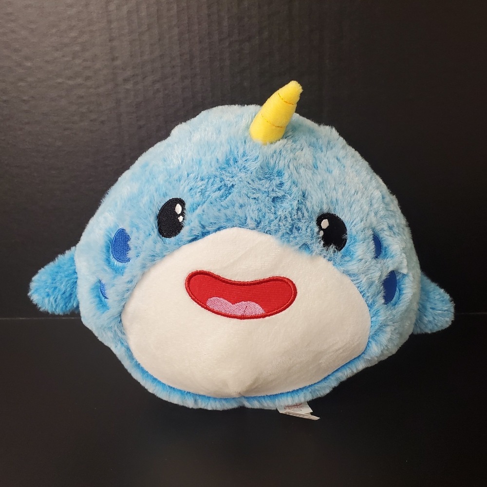 Fiesta Gumballs Narwhal Whale Plush Blue White 8.5" Unicorn Of The Sea Stuffed